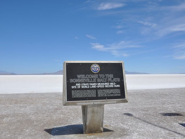 The Bonneville Salt Flats, sign, Utah