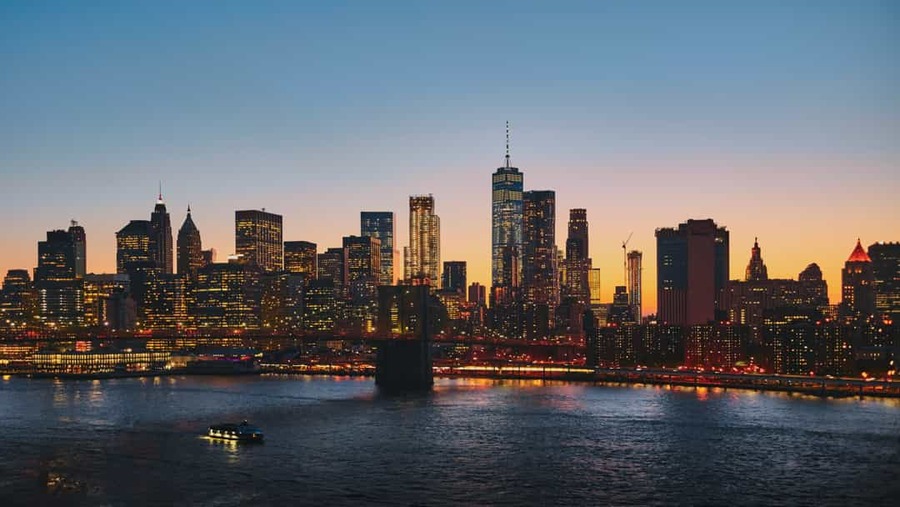 Avond Skyline New York USA