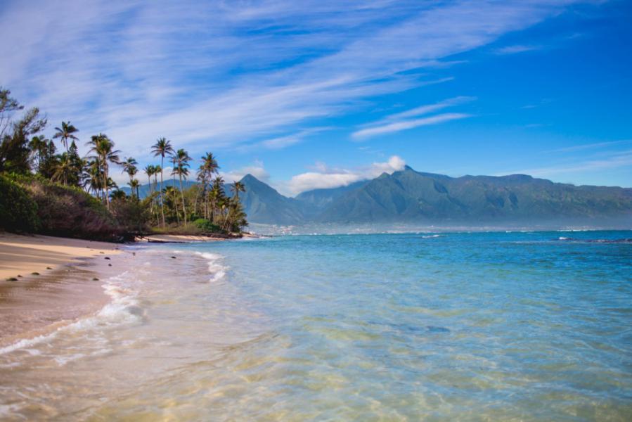 Een van de vele schitterende stranden van Hawaii