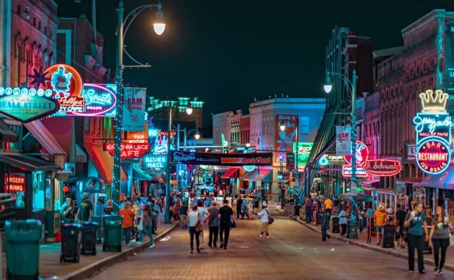 Memphis Tennessee in de avond