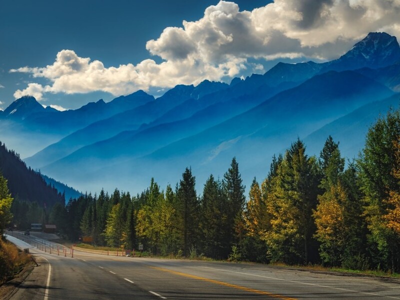 De weg naar Glacier National Park, British Columbia