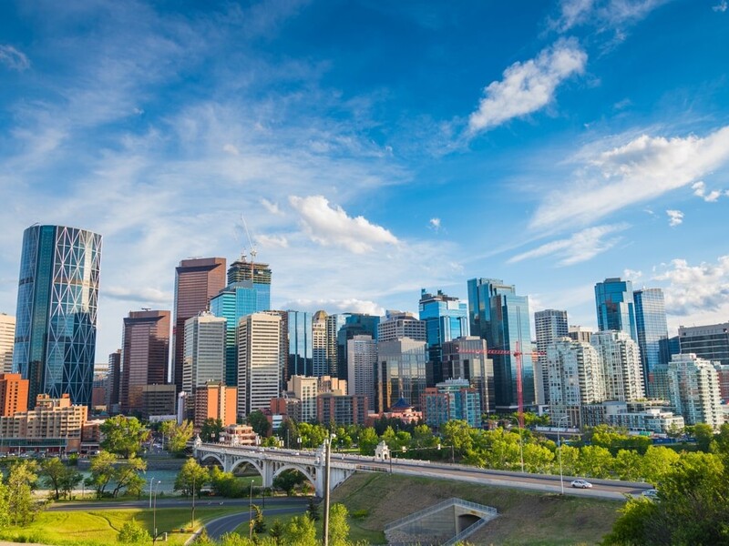 De skyline van de stad van Calgary, Alberta, Canada