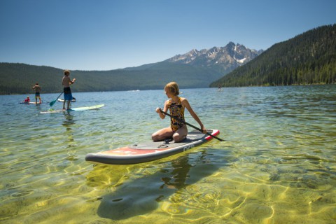 Stand Up Paddleboarding, Redfish Lake, Near Stanley