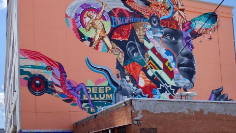 muurschilderingproject in Deep Ellum Dallas i