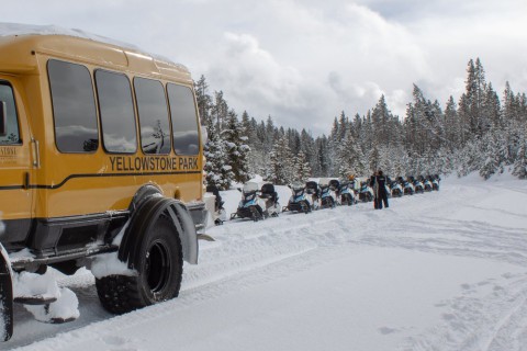 Snowmobiles Snow Coach Yellowstone National Park