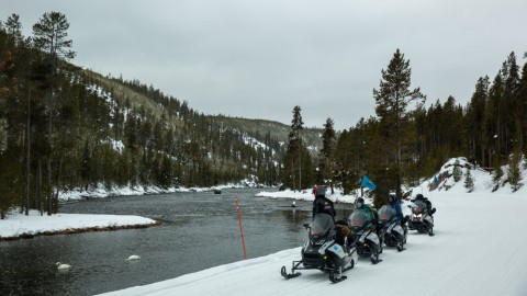 Snowmobiles Winter Yellowstone National Park