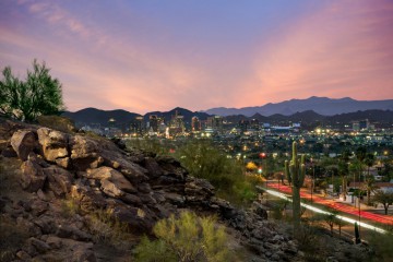 Phoenix Skyline From Central Avenue At South Mountain Park