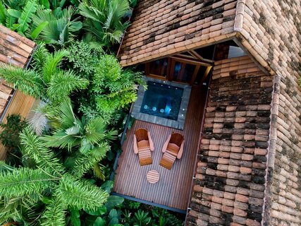 Balkon met uitzicht op vulkaan in Amor Arenal