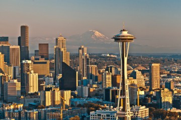 Space Needle From Distance Seattle