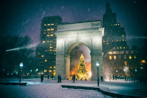 Kerstboom in Washington Square Park, New York City
