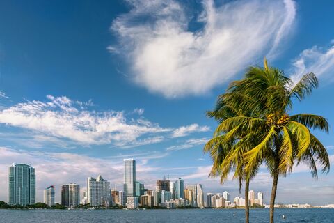 miami bayfront cityscape skyline, florida