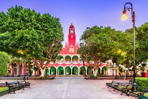 Mérida, Mexico. Plaza Grande in het centrum van deze Spaanse koloniale stad op Yucatán.
