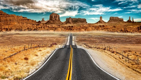 panoramisch uitzicht op route 66, Amerika