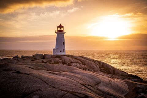 Sunset over the Atlantic Ocean at Peggy's Cove