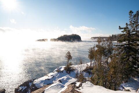 Tettegouche State Park tijdens een winterochtend