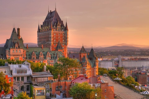 Chateau Frontenac bij zonsondergang