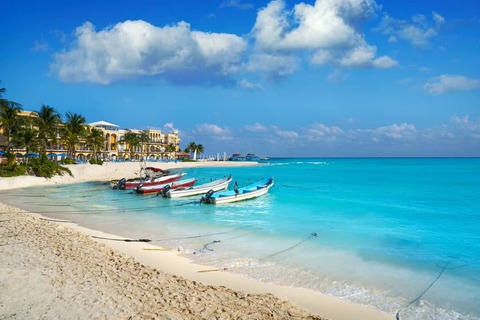 Playa del Carmen strand in Riviera Maya Caribisch gebied bij Maya Mexico