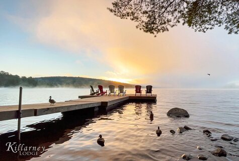 Killarney Lodge zonsopkomst vanaf de dock