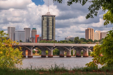 Tulsa Oklahoma Usa Downtown Skyline On The Arkan