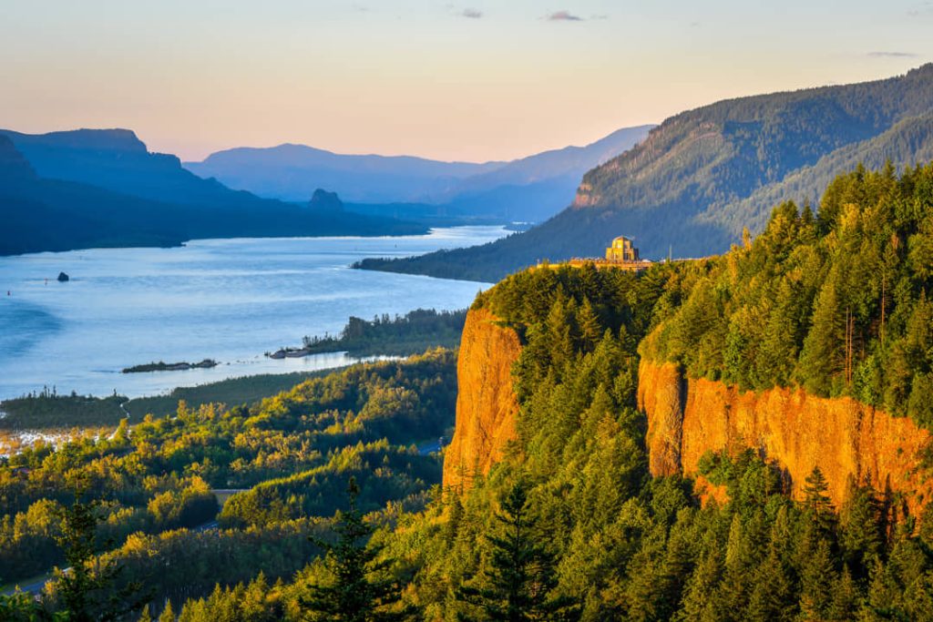 Uitzicht Columbia River Gorge Met Zon