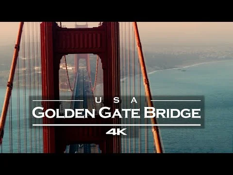 Videothumbnail met een luchtfoto van de Golden Gate Bridge en de tekst USA Golden Gate Bridge 4K