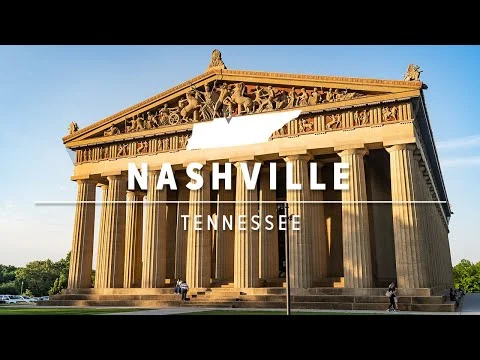 Videothumbnail met een replica van het Griekse Parthenon met zuilen en de tekst Nashville Tennessee