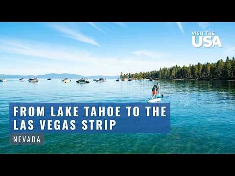 Videothumbnail met een supper op helderblauw water van Lake Tahoe en boten op de achtergrond in Nevada